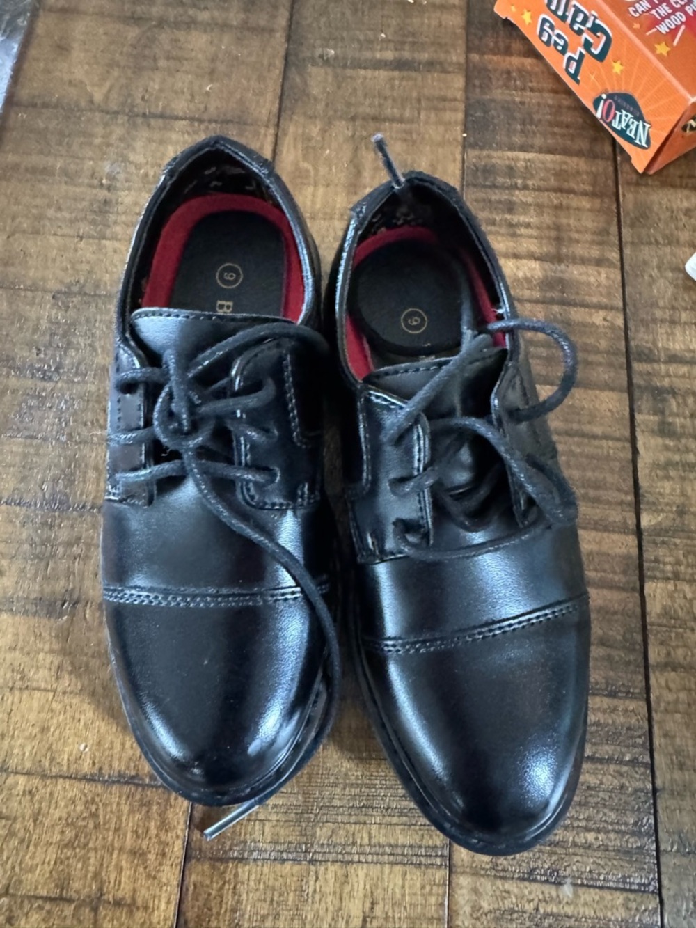 Kids Black Dress Shoes with Red Lining - Classic Lace-Up